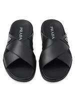 Leather Crisscross Slides