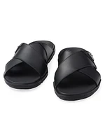 Leather Crisscross Slides