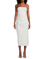 Astrid Gathered Strapless Midi-Dress