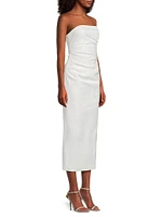 Astrid Gathered Strapless Midi-Dress