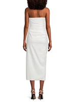 Astrid Gathered Strapless Midi-Dress