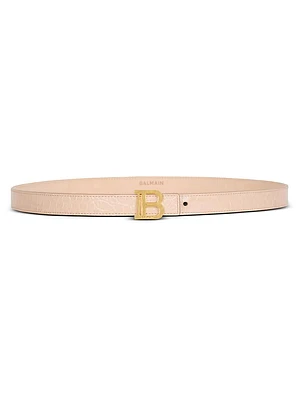 Crocodile-Embossed Leather Belt