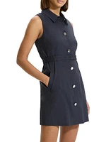 Linen-Blend Military Minidress