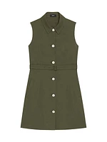 Linen-Blend Military Minidress