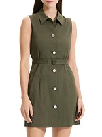 Linen-Blend Military Minidress