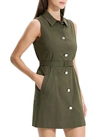 Linen-Blend Military Minidress