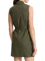 Linen-Blend Military Minidress