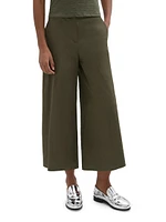 Linen-Blend Cropped Wide-Leg Pants