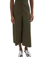 Linen-Blend Cropped Wide-Leg Pants