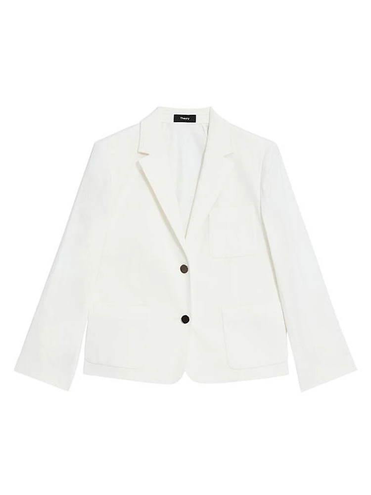 Linen-Blend Shrunken Blazer