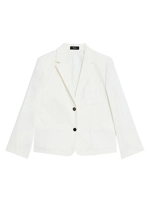 Linen-Blend Shrunken Blazer