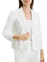 Linen-Blend Shrunken Blazer