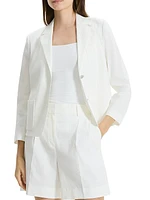 Linen-Blend Shrunken Blazer