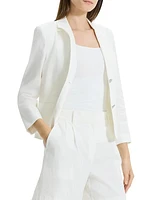 Linen-Blend Shrunken Blazer