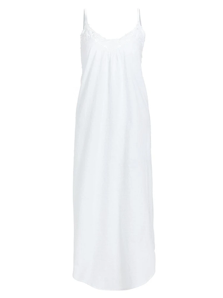 Lace-Trimmed Swiss Dot Cotton Nightgown