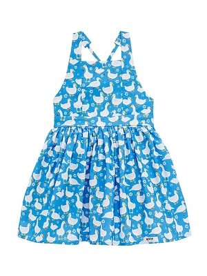 Little Girl's & Duck Cotton Tie-Back Dress