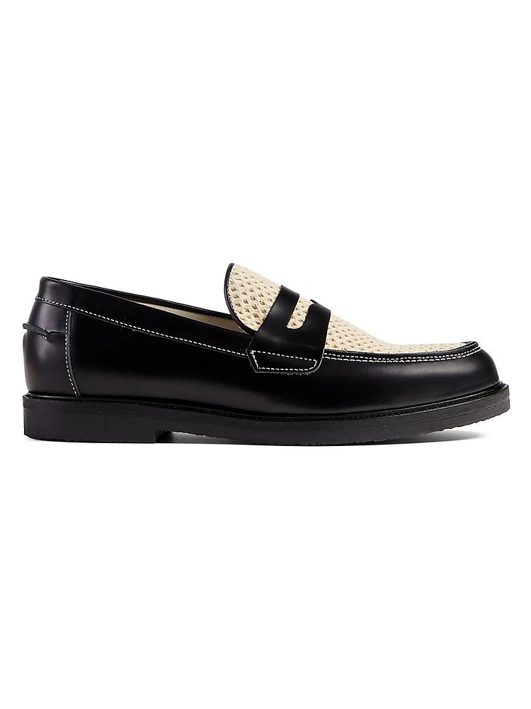 Wilde Rattan Leather Penny Loafers