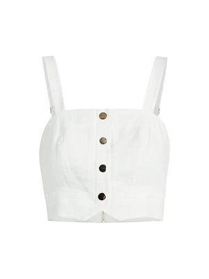 Gabi Button-Front Crop Top