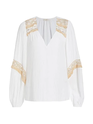 Laurel Embroidered Tassel Blouse