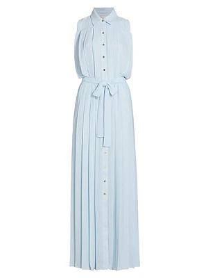 Coraline Pleated Sleeveless Shirtdress