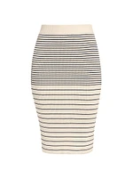 Striped Rib Cotton & Silk Midi-Skirt