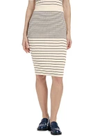 Striped Rib Cotton & Silk Midi-Skirt