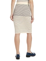 Striped Rib Cotton & Silk Midi-Skirt