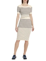 Striped Rib Cotton & Silk Midi-Skirt