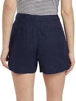 Pleated Linen & Cotton Shorts