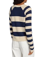 Wool-Cotton Blend Stripe Cardigan