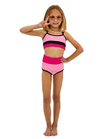 Little Girl's & Girl's Ribbed Colorblock Bikini Set