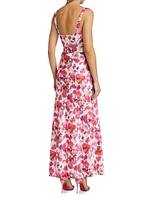 Bette Watercolor Petal Cowl Midi-Dress