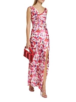 Bette Watercolor Petal Cowl Midi-Dress