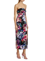 Anja Floral Strapless Belted Midi-Dress