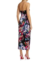 Anja Floral Strapless Belted Midi-Dress