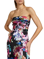 Anja Floral Strapless Belted Midi-Dress