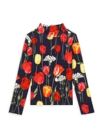 Little Girl's & Tulip Floral Print Long-Sleeve Top