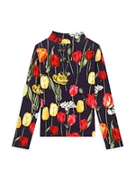 Little Girl's & Tulip Floral Print Long-Sleeve Top