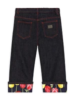 Little Girl's & Tulip Print Slim-Fit Jeans