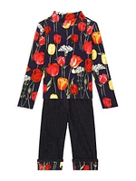 Little Girl's & Tulip Print Slim-Fit Jeans