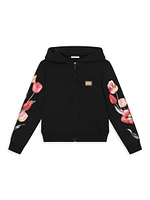 Little Girl's & Tulip Floral Print Zip-Up Hoodie