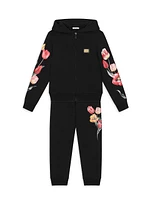 Little Girl's & Tulip Floral Print Zip-Up Hoodie