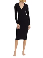 Mallory Cotton & Cashmere-Blend Rib-Knit Polo Dress