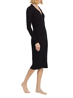 Mallory Cotton & Cashmere-Blend Rib-Knit Polo Dress