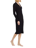 Mallory Cotton & Cashmere-Blend Rib-Knit Polo Dress