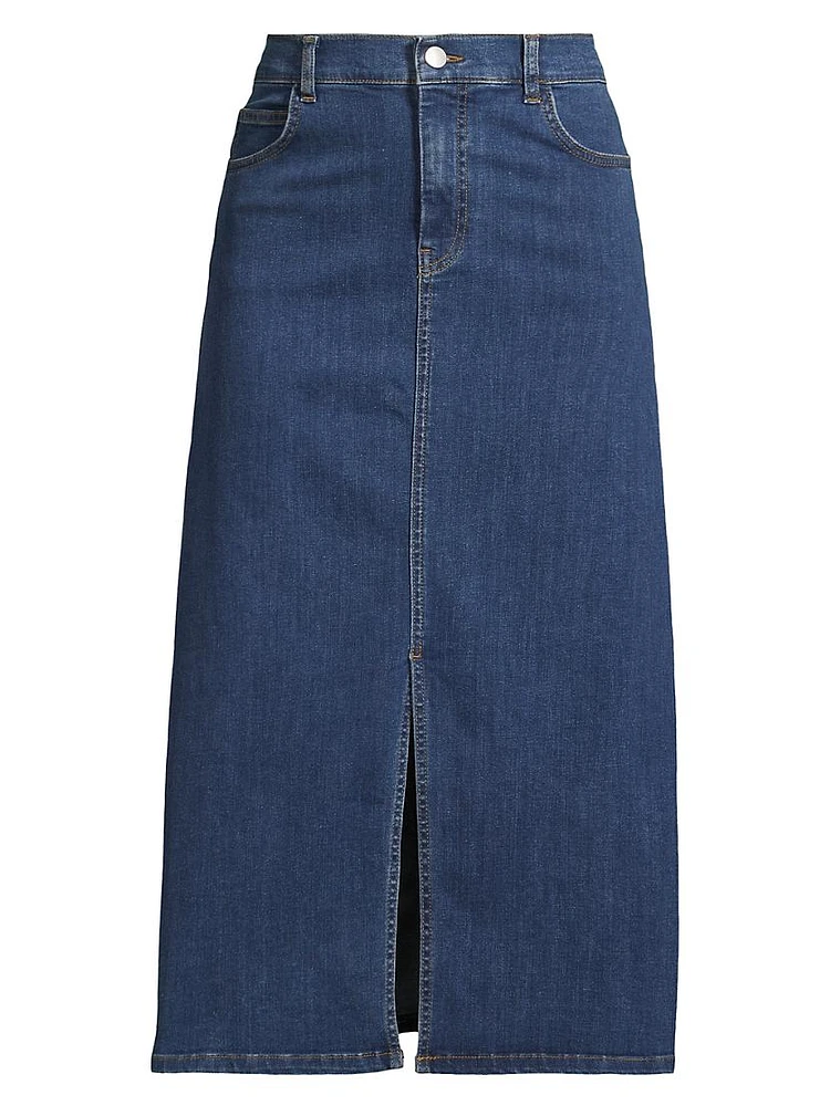 Shiloh Denim Midi-Skirt