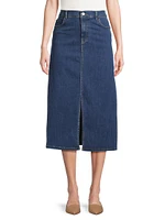 Shiloh Denim Midi-Skirt