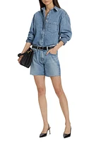 Becke Stretch-Denim Frayed Jean Shorts