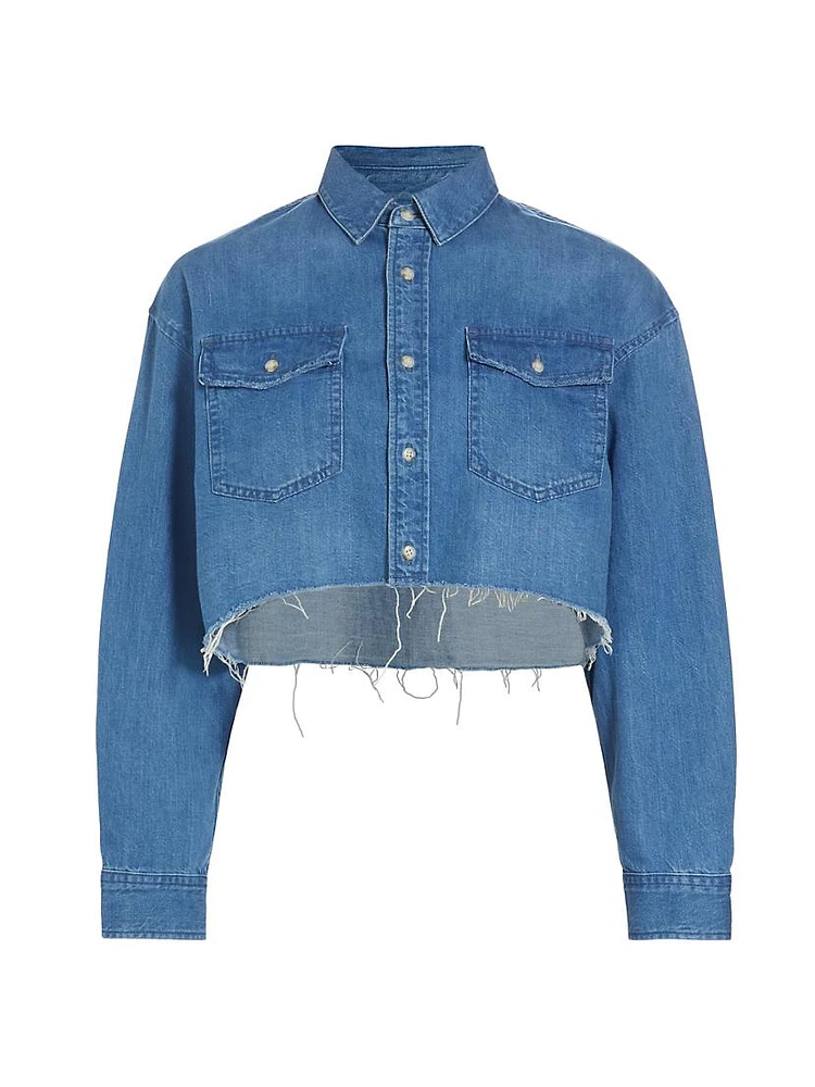 Nashboro Denim Button-Front Crop Shirt