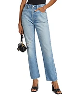 Cliffdale High-Rise Distressed Straight Jeans